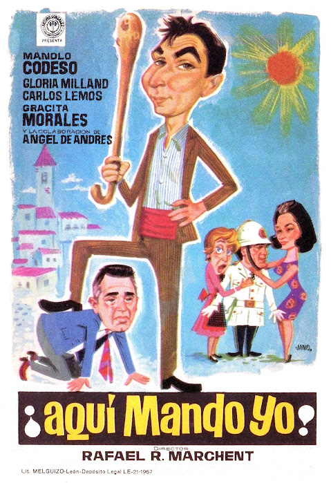 Cartel ilustrado de la película Aquí mando yo dirigida por Rafael Romero Marchent en 1966