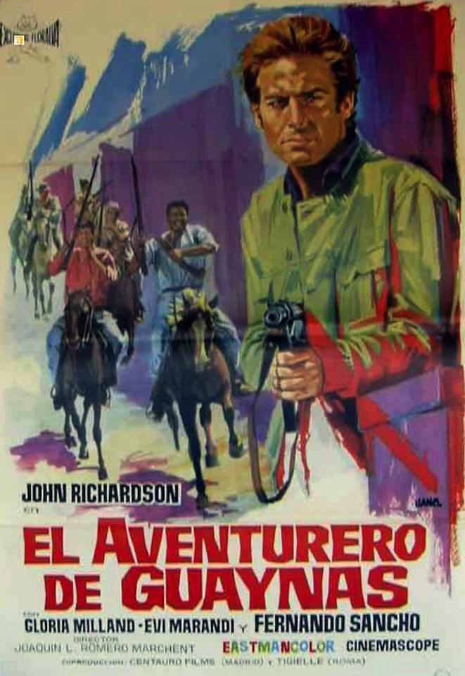 Cartel original de la película El Aventurero de Guaynas (1966), rodada en parte en la estación de tren de Villamanta