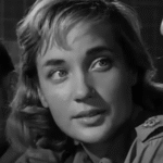 Primer plano en blanco y negro de Sylvia Syms en su papel de esposa de David Galt en la película The Desperados (1969), rodada parcialmente en Villamanta.