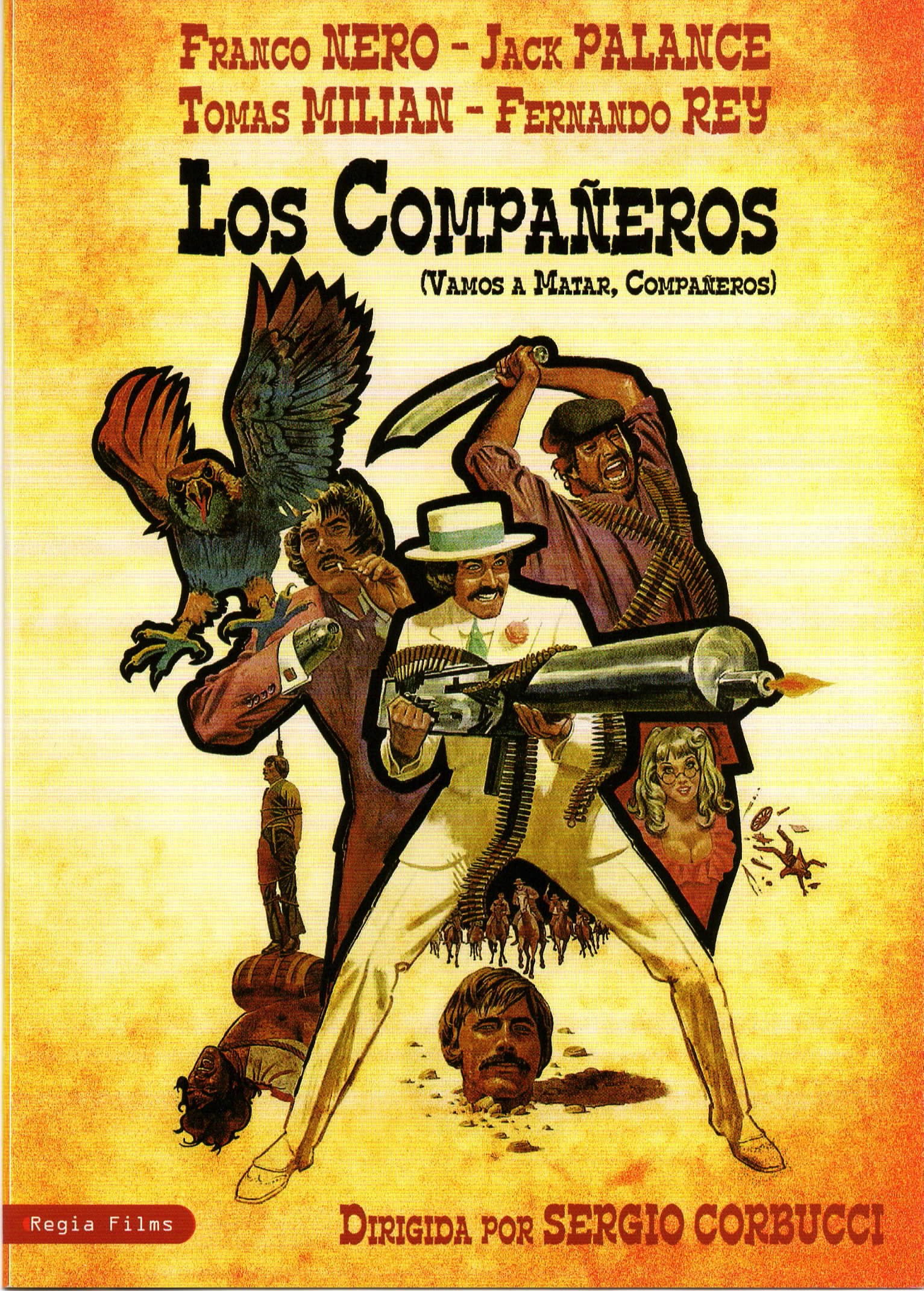 Cartel ilustrado de la película Vamos a matar, compañeros (1970), dirigida por Sergio Corbucci.